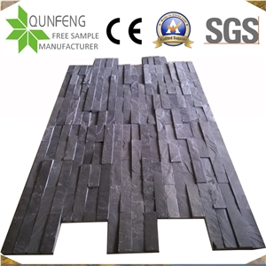 China Black Slate Split Face Cladding Tiles For Walls