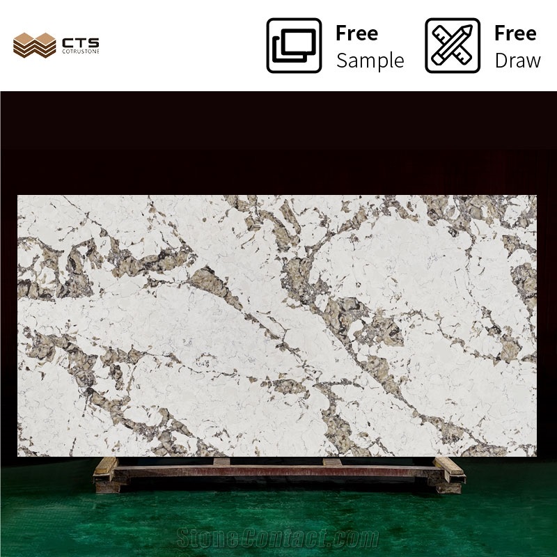 Artificial Modern Veins Customized Beige Quartz
