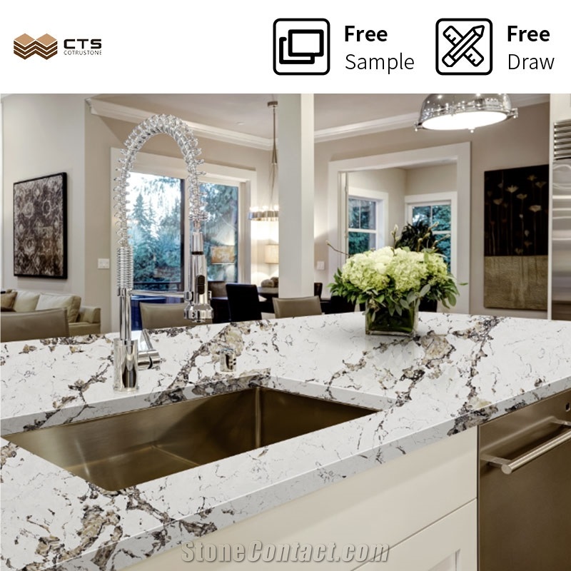 Artificial Modern Veins Customized Beige Quartz