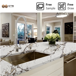 Artificial Modern Veins Customized Beige Quartz