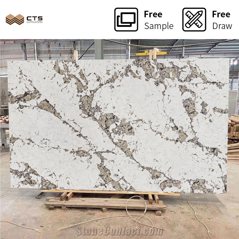 Artificial Modern Veins Customized Beige Quartz