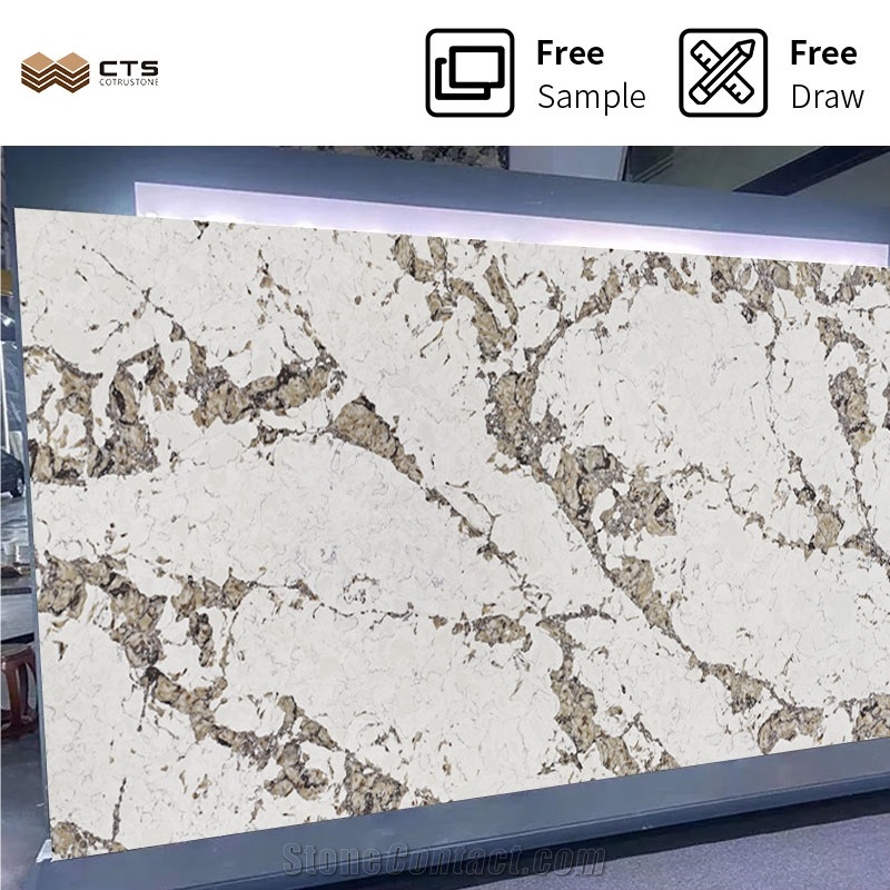 Artificial Modern Veins Customized Beige Quartz