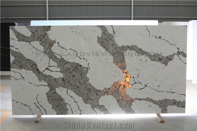 Backlit Patagonia Gold Quartz Slabs