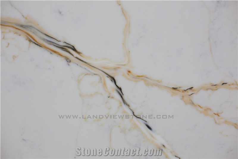 Jumbo Calacatta Gold Quartz Stone Slabs