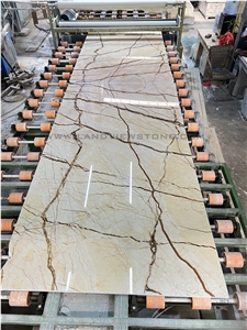 Bookmatched Sofita Beige Marble Slab Tiles