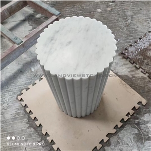 Calacatta Marble Side Table With Scalloped Edge