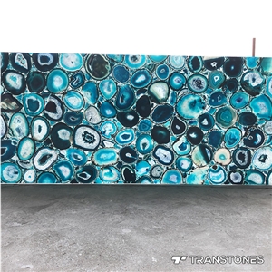 Translucent Polished Natural Green Agate Semiprecious Stone Wall Panel
