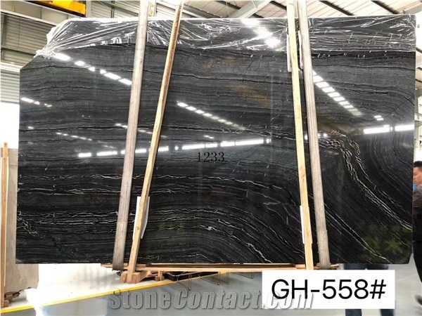 Ancient Wood Grain Marble Black Wooden Vein Slab Tile