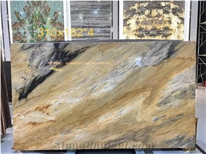 Brazil Golden Flame Quartzite 2Cm Thick For Interior Design