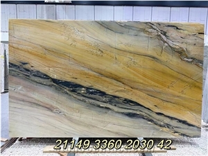 Brazil Golden Flame Quartzite 2Cm Thick For Interior Design