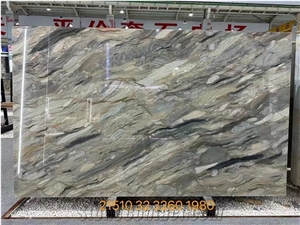 Brazil Silk Road Quartzite Green Fusion Wow Golden Slab