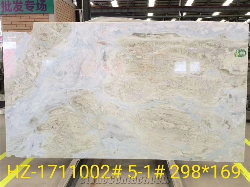 Changbai Blue Jade Marble Danube White Slab Size 298*169Cm