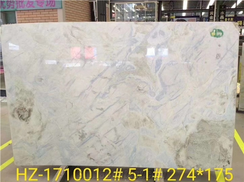 Changbai Blue Jade Marble Danube White Slab Size 298*169Cm