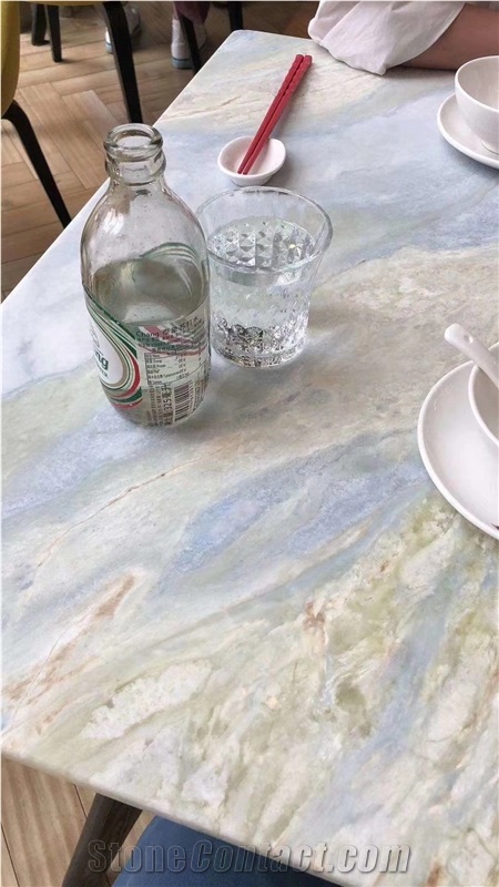 Changbai Blue Jade Marble Danube White Slab Size 298*169Cm