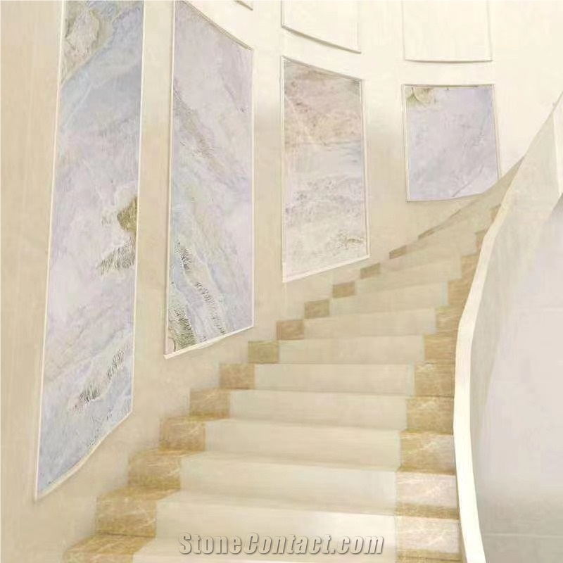 Changbai Blue Jade Marble Danube White Slab Size 298*169Cm
