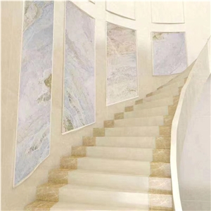 Changbai Blue Jade Marble Danube White Slab Size 298*169Cm