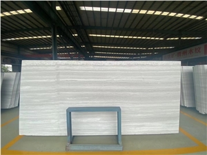 Chenille White Wooden Marble Guzhou Serpeggiante Slab Tiles