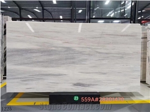 China Eurasian White Wooden Grain Marble Big Polished Slab