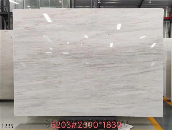 China Eurasian White Wooden Grain Marble Big Polished Slab