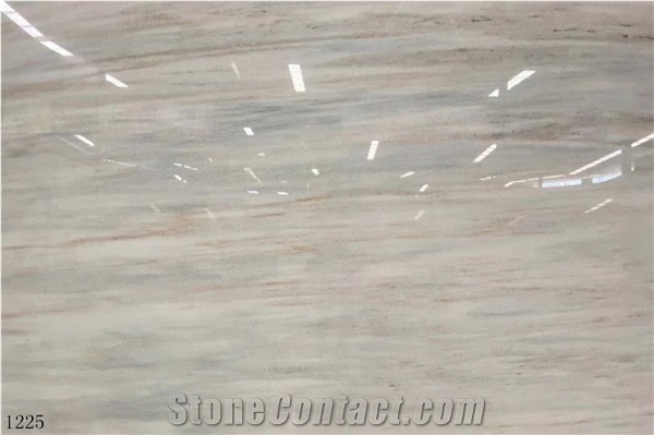 China Eurasian White Wooden Grain Marble Big Polished Slab
