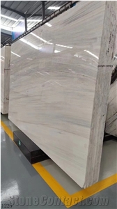 China Eurasian White Wooden Grain Marble Big Polished Slab