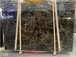 Italy Nero Portoro Black Big Slabs Polished For Hallway Use