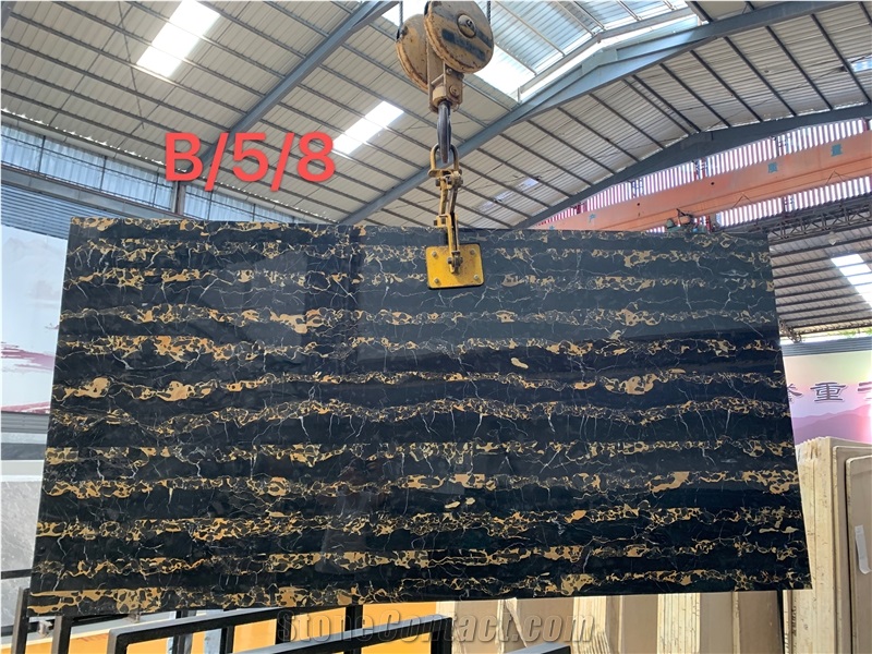 Italy Nero Portoro Macchia Larga Oro Black Vena Fine Slab