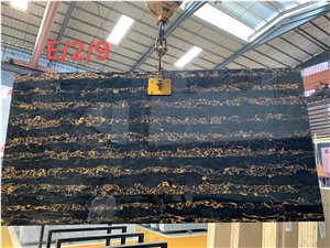 Italy Nero Portoro Macchia Larga Oro Black Vena Fine Slab