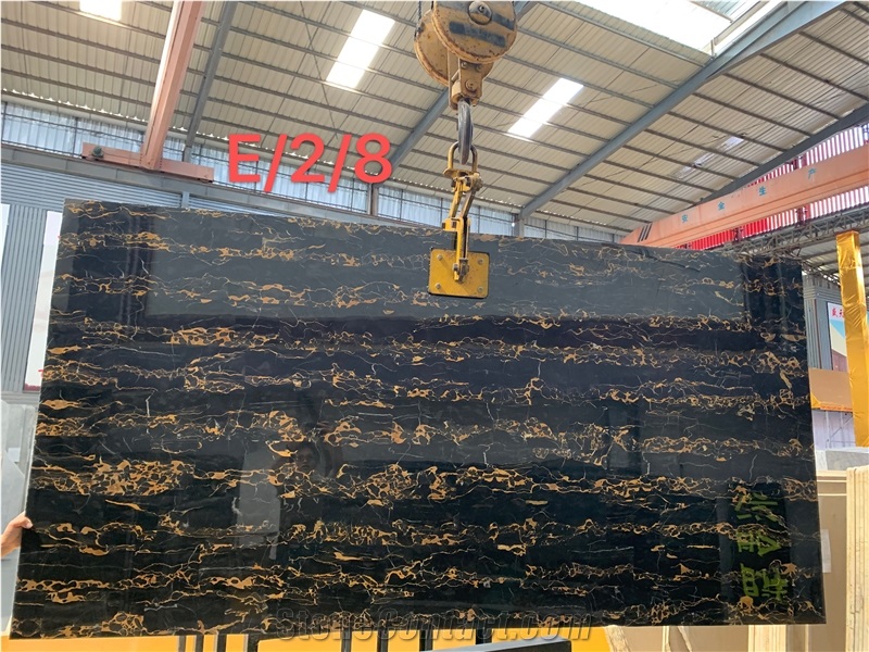 Italy Nero Portoro Macchia Larga Oro Black Vena Fine Slab