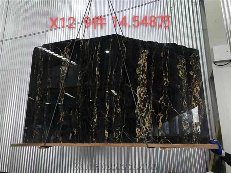 Italy Nero Portoro Macchia Larga Oro Black Vena Fine Slab