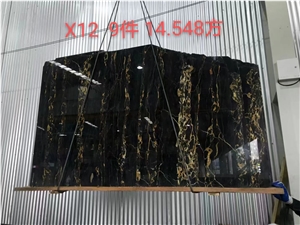 Italy Nero Portoro Macchia Larga Oro Black Vena Fine Slab