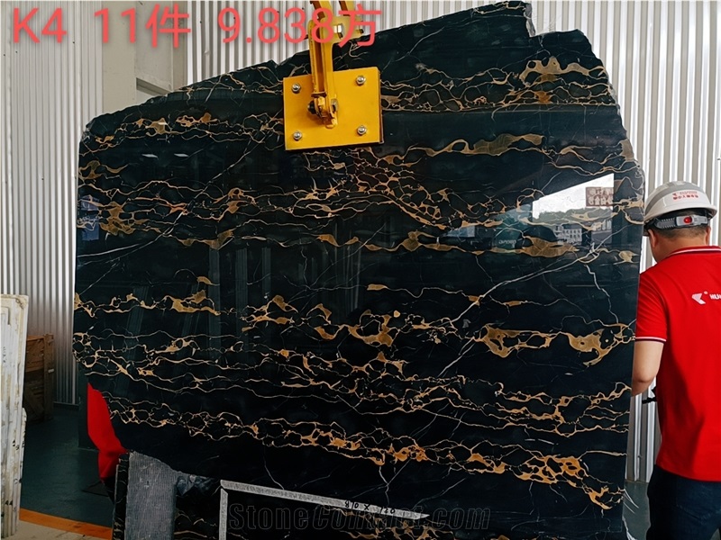 Italy Nero Portoro Macchia Larga Oro Black Vena Fine Slab