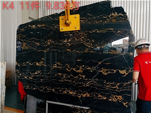 Italy Nero Portoro Macchia Larga Oro Black Vena Fine Slab