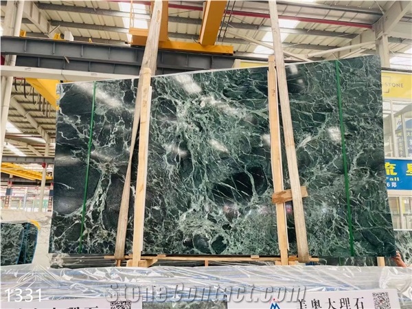 Italy Prada Green Marble Big Slabs Polished For Interior Use