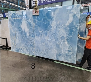 Light Blue Ice Onyx Slab Tile