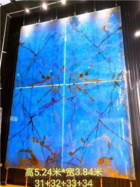 Turkey Blue Ice Onyx Polished Slabs For Bookmatching Design