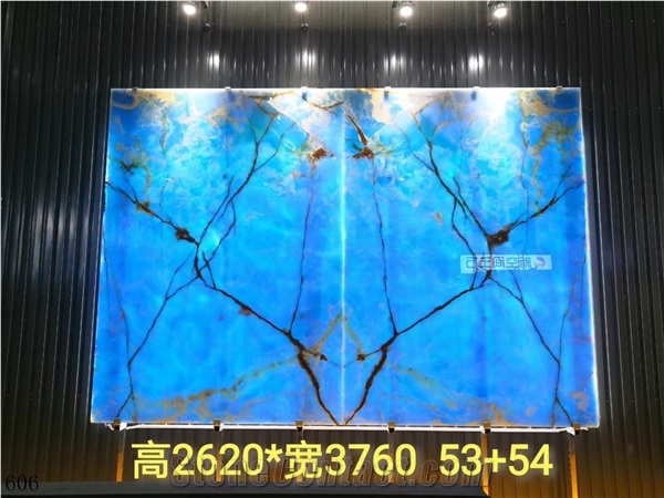 Turkey Blue Ice Onyx Polished Slabs For Bookmatching Design