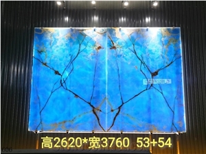Turkey Blue Ice Onyx Polished Slabs For Bookmatching Design
