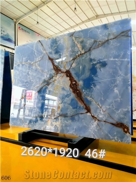 Turkey Blue Ice Onyx Polished Slabs For Bookmatching Design