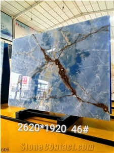 Turkey Blue Ice Onyx Polished Slabs For Bookmatching Design