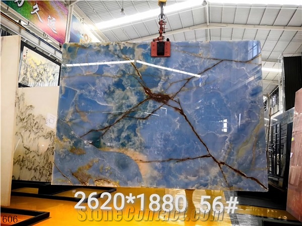 Turkey Blue Ice Onyx Polished Slabs For Bookmatching Design