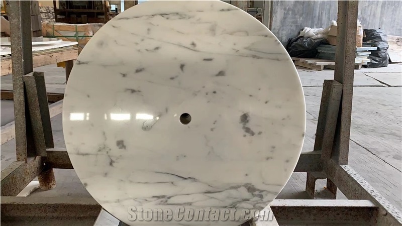 Statuario Venato Marble Round Dining Table Tops