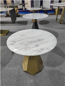 Statuario Venato Marble Round Dining Table Tops