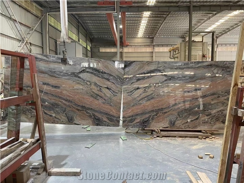 Italy Venice Brown Marble Slab Bookmatch