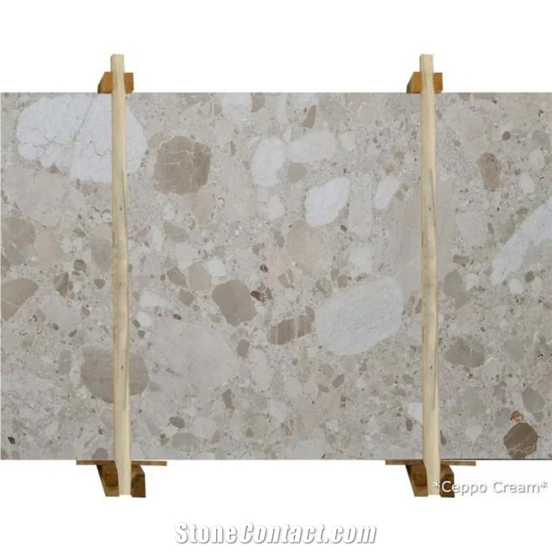 Ceppo Cream Conglomerate Bookmatching Marble Slab