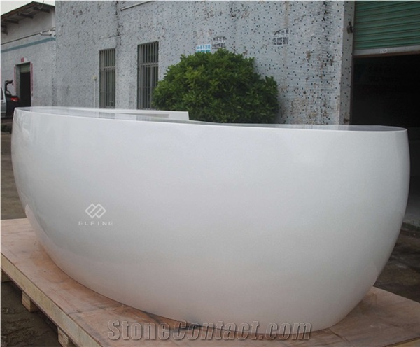 White Round Shape Artificial Stone  Reception Desk