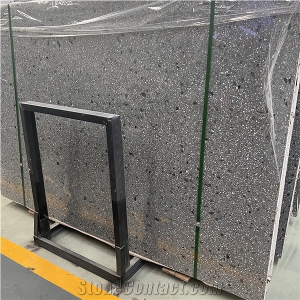 Atlantic Grey Terrazzo Stone Slab Tiles For Hotel Floor Wall