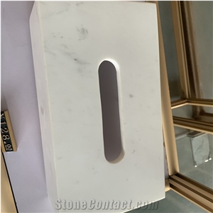 Custom White Marble Tissue Box For Hotel And Villa Decor