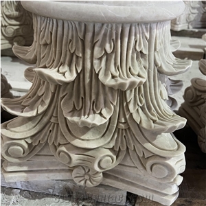 High Quality Hand Carved Marble Column Capital Stone Pillar