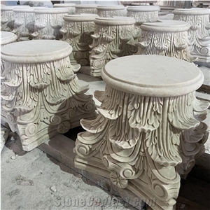 High Quality Hand Carved Marble Column Capital Stone Pillar